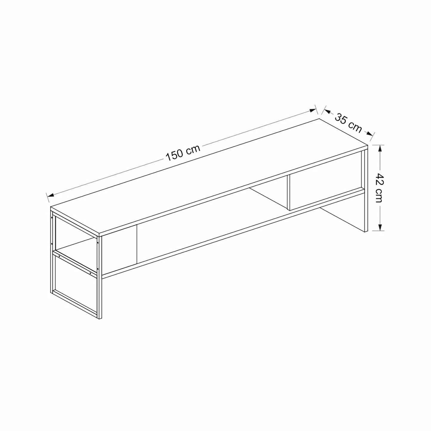 In And OutdoorMatch TV Kast Veda - 150x35x42 cm - Wit en Zwart - Spaanplaat en Metaal - Modern Design TV-meubel