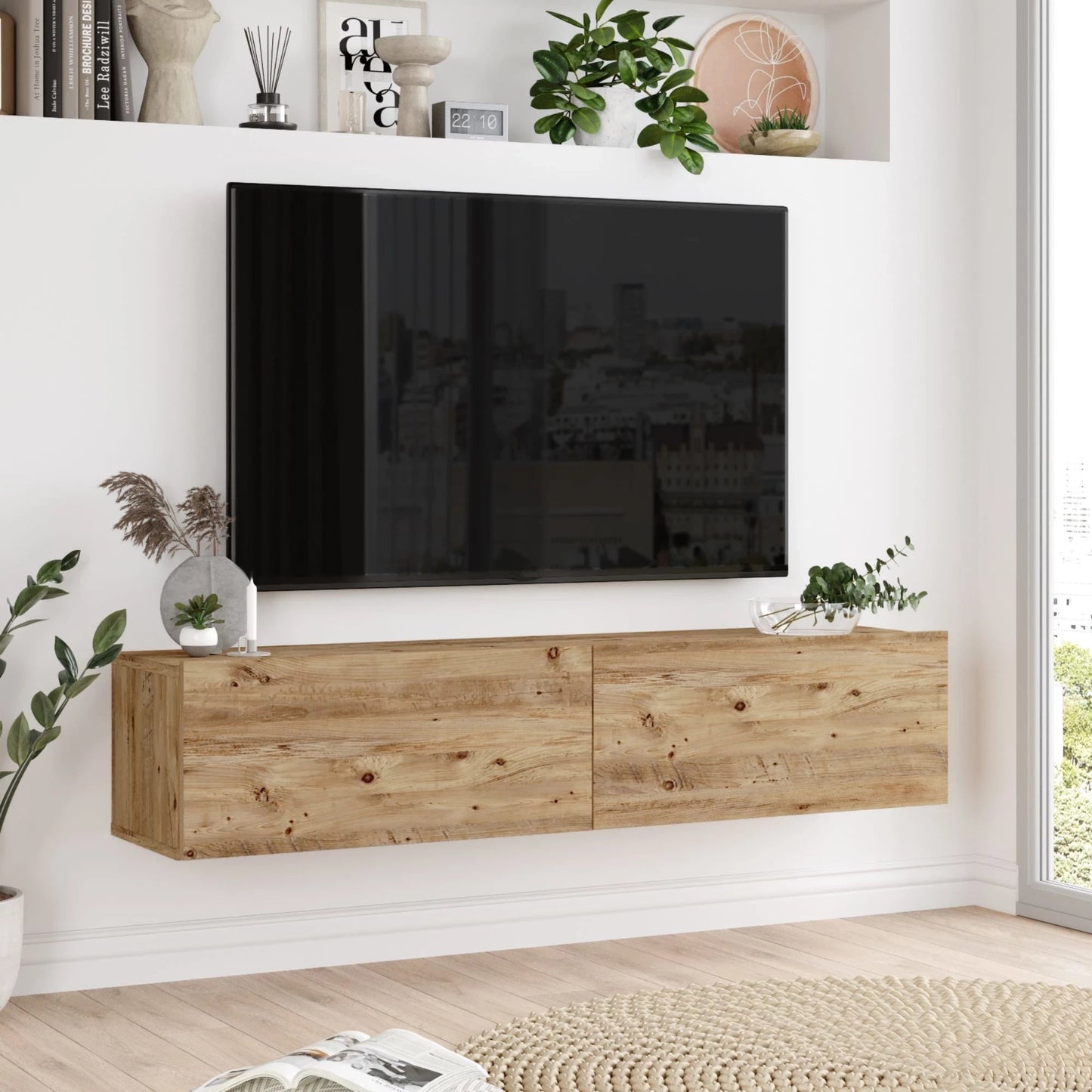 In And OutdoorMatch TV Kast Zita - TV Meubel - TV meubel - 140x31,5x29,5cm - Houtkleurig - Spaanplaat - Sierkast TV-meubel