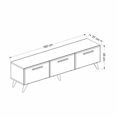 In And OutdoorMatch TV Meubel Dusty - 160x37x45 cm - Antraciet en Houtkleurig - Spaanplaat en Kunststof - Stijlvol Design TV-meubel