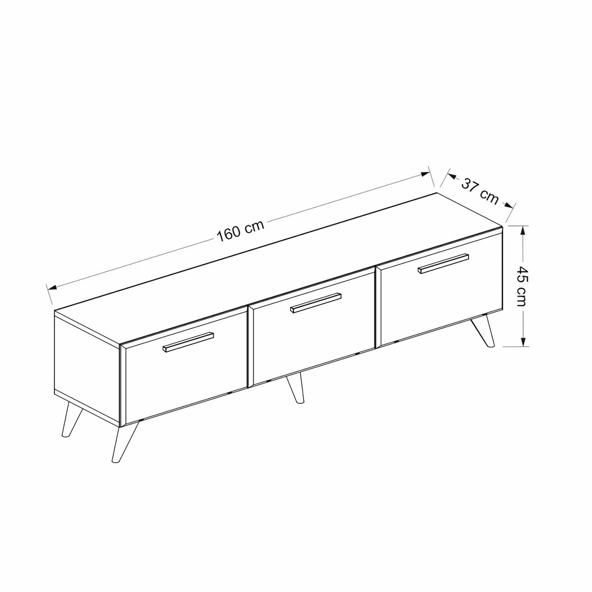 In And OutdoorMatch TV Meubel Dusty - 160x37x45 cm - Antraciet en Houtkleurig - Spaanplaat en Kunststof - Stijlvol Design TV-meubel