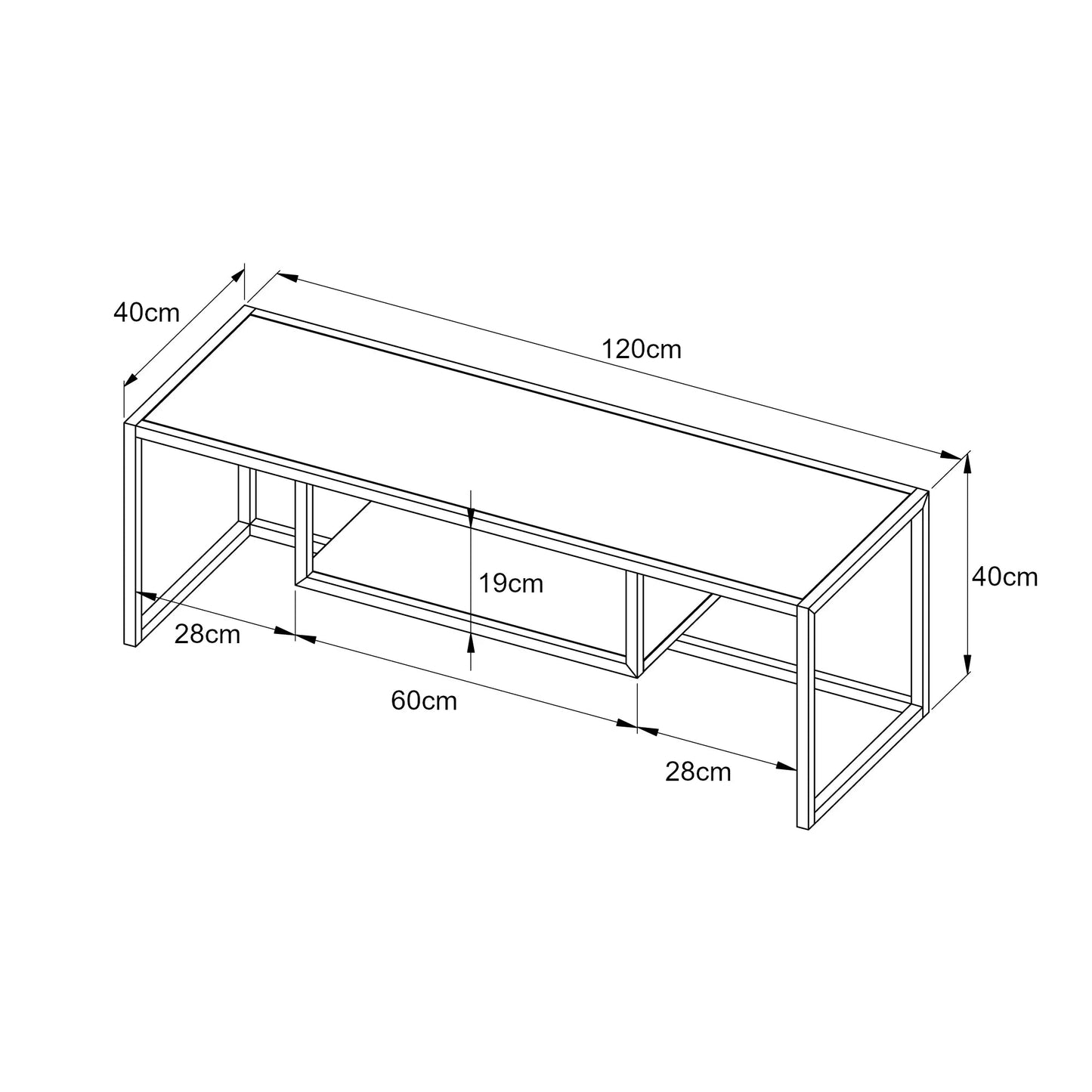 In And OutdoorMatch TV Meubel Minna - 120x40x40cm - Mat Zwart - Stijlvol Design - Metaal TV-meubel