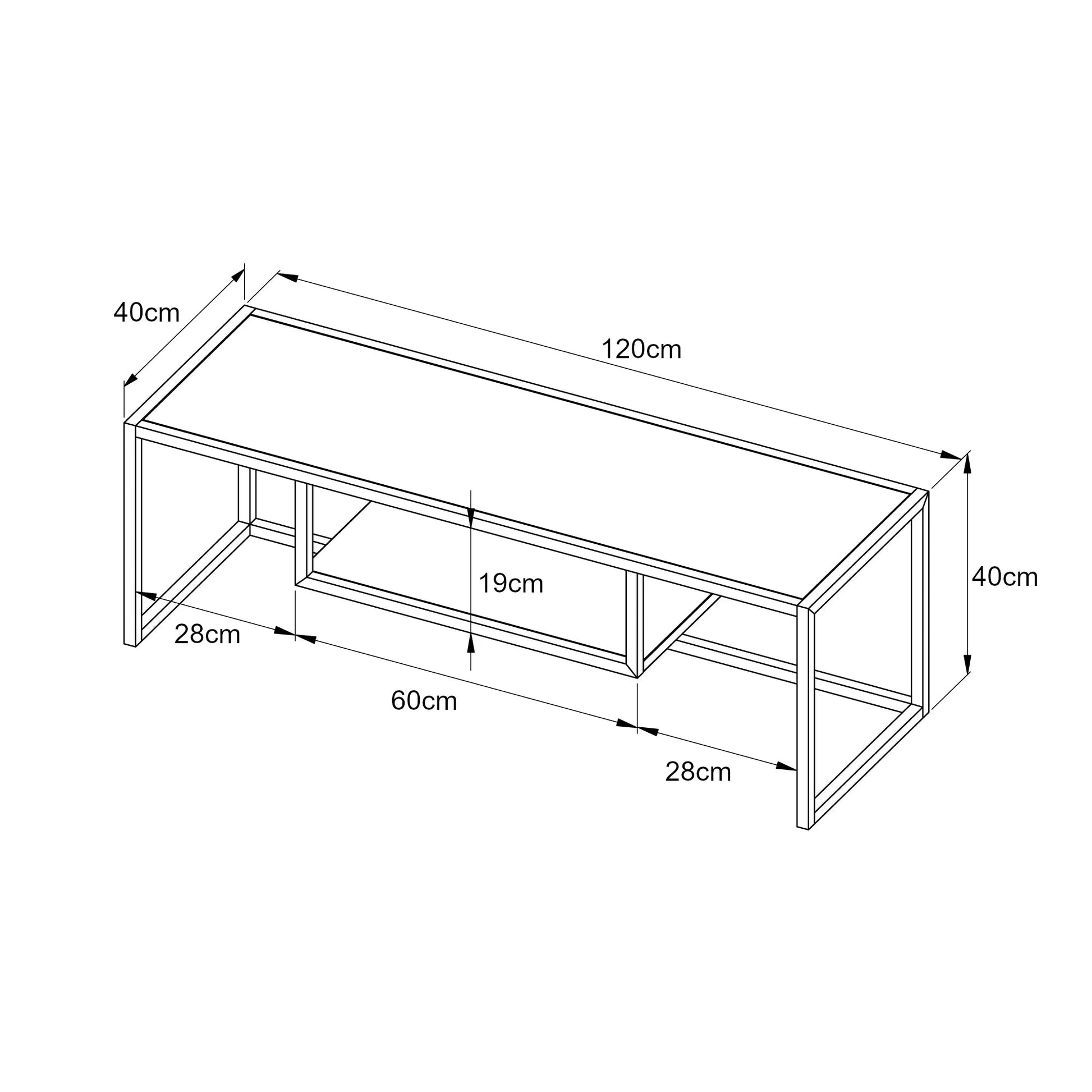 In And OutdoorMatch TV Meubel Minna - 120x40x40cm - Mat Zwart - Stijlvol Design - Metaal TV-meubel