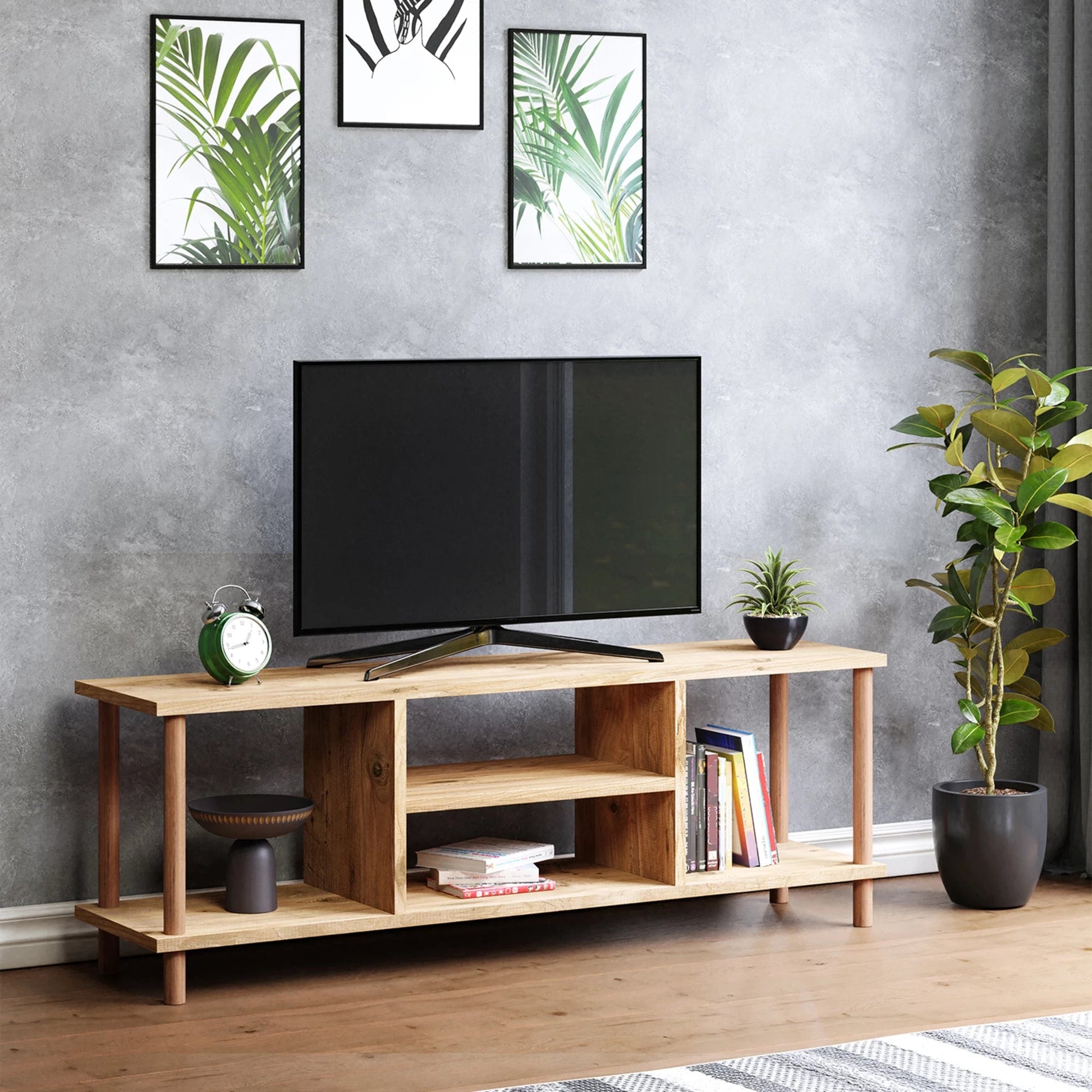 In And OutdoorMatch TV meubel Neha - 120x29x43 cm - Houtkleurig - Spaanplaat - Beukenhout - Stijlvol Design TV-meubel