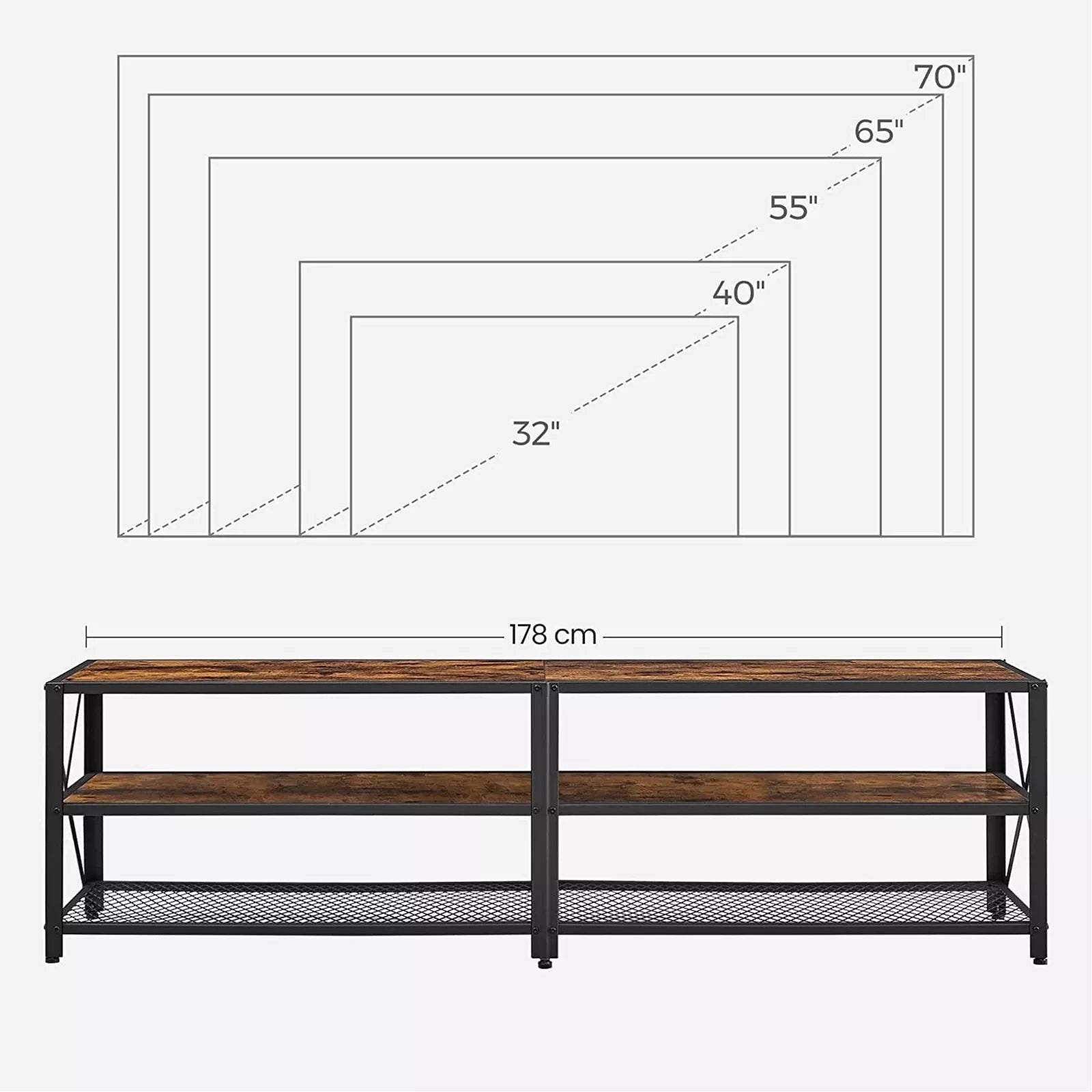 In And OutdoorMatch TV-meubel Otho - Industrieel - Meubelkast - Hout - Bruin - 178x39x52 cm TV-meubel