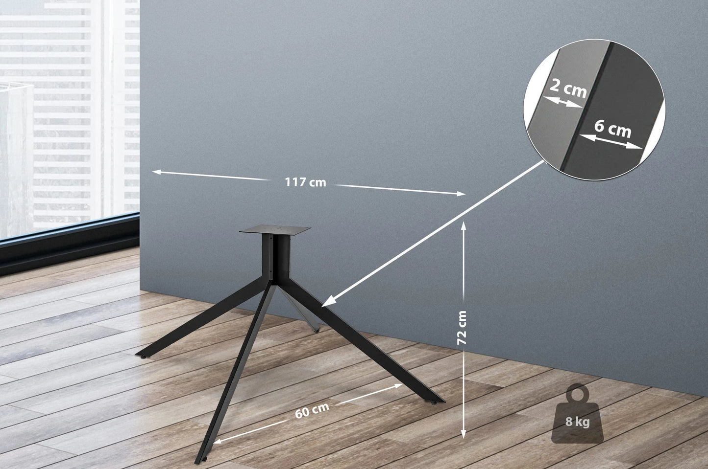 In And OutdoorMatch Tafelpoten Jane - Vierpotig tafelframe - Stalen tafelpoten - Zwarte tafelpoten - Industriële stijl table legs