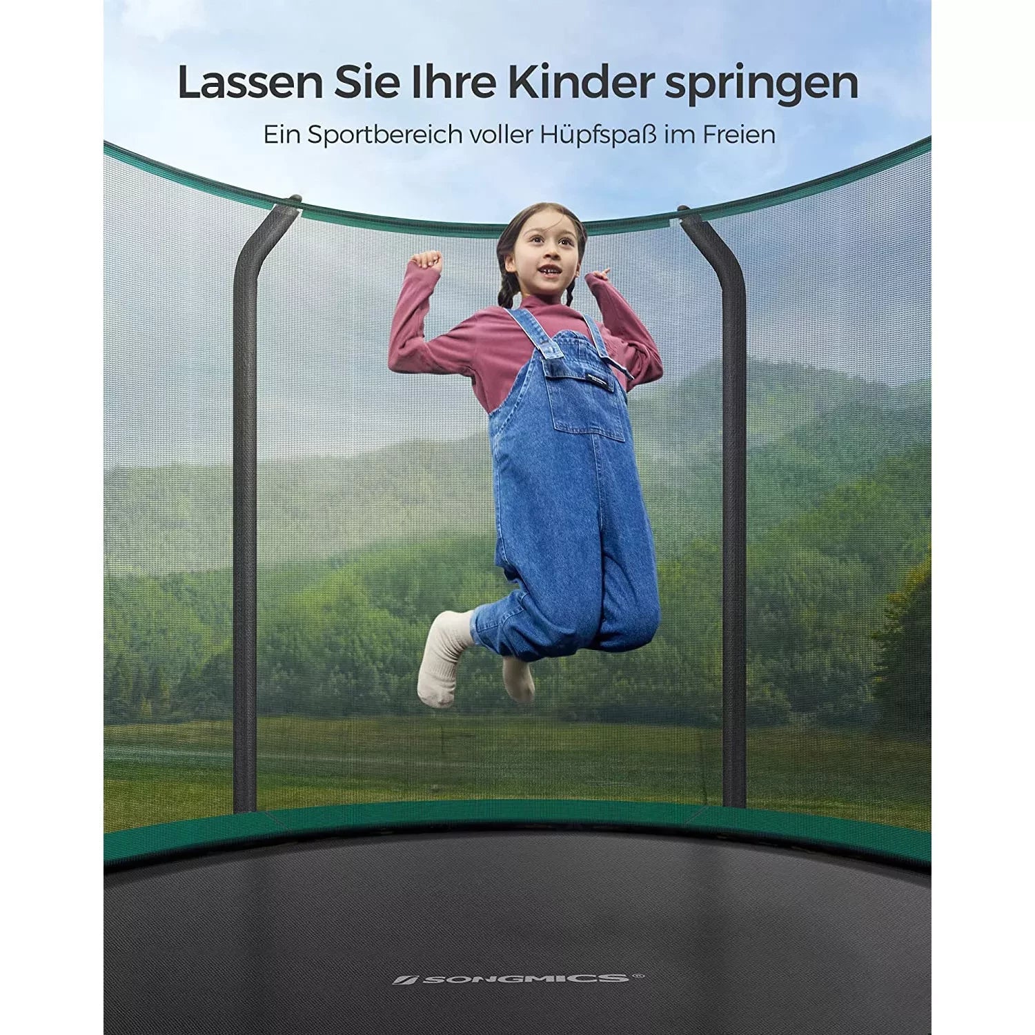 In And OutdoorMatch Trampoline Conor - 366 cm - Trampoline met veiligheidsnet en ladder - gewatteerd frame - voor kinderen en volwassenen - binnennet Trampoline