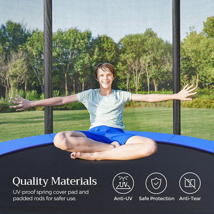 In And OutdoorMatch Trampoline Hyman - 366 cm - Met veiligheidsnet & ladder - Blauw - Rond - Tuin - tot 150 kg belasting Trampoline