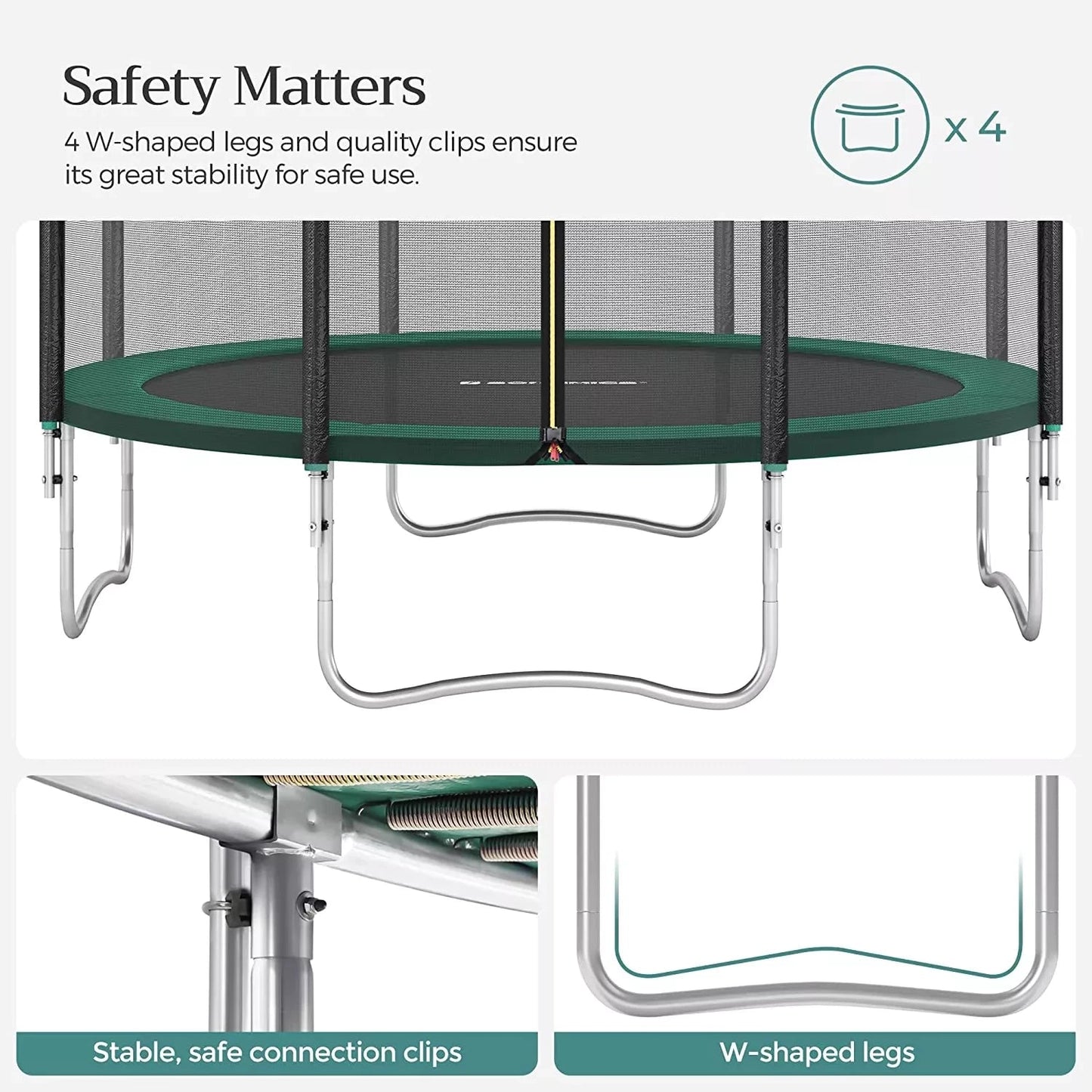 In And OutdoorMatch Trampoline Rosalia - 366 cm - Met veiligheidsnet & ladder - Groen - Rond - Tuin - tot 150 kg belasting Trampoline