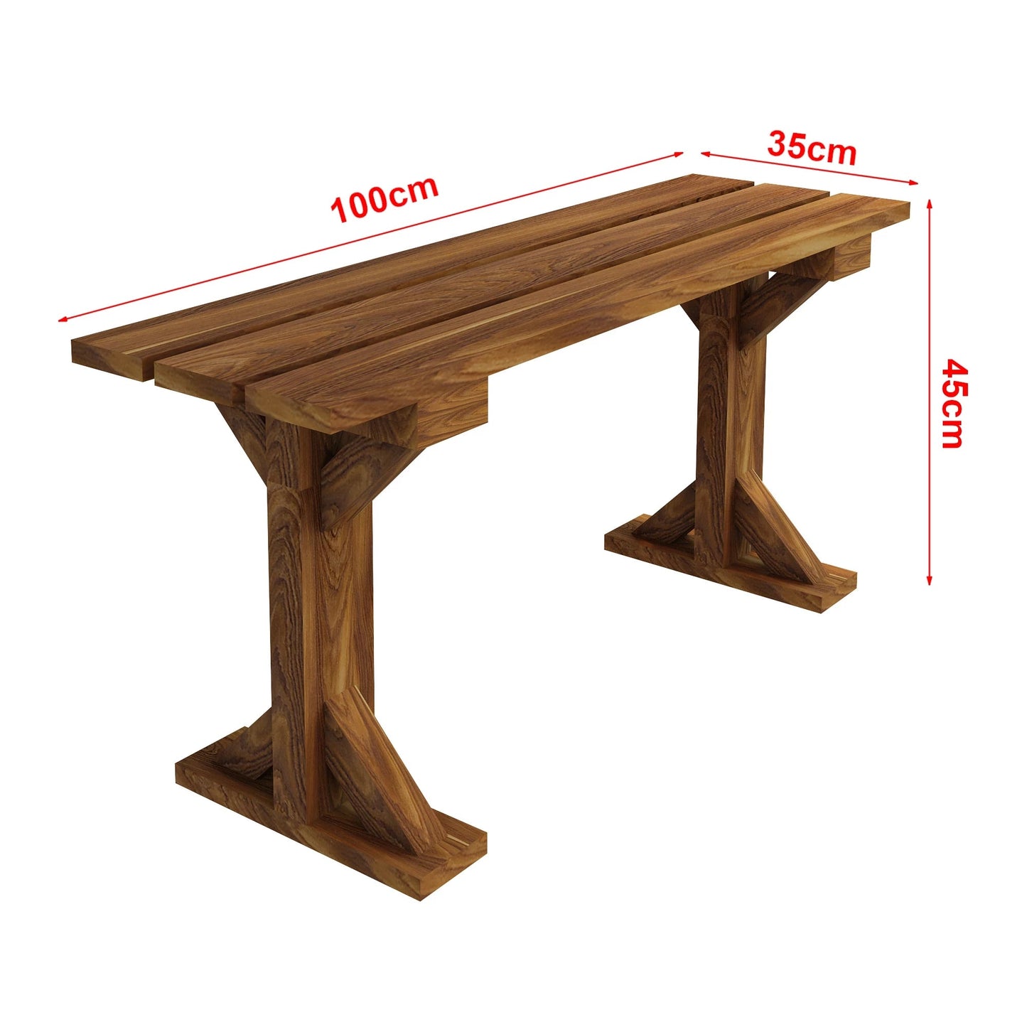 In And OutdoorMatch Tuinbank Hailly - Cleeberg Bank - Tweezits - 100x35x45cm - Houtkleurig - Minimalistisch Design Garden Bench