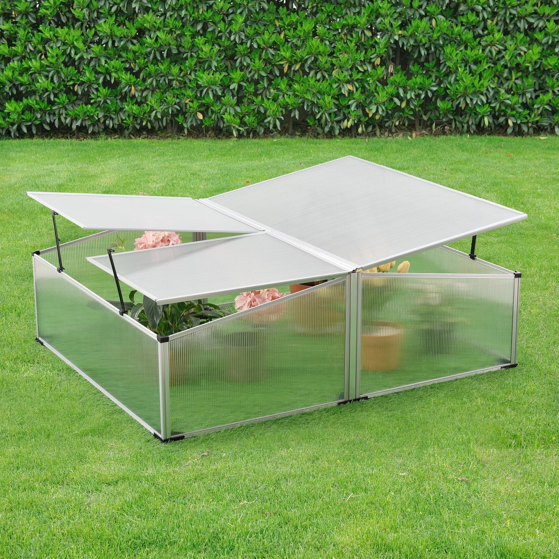 In And OutdoorMatch Tuinkas Gamon - Mini Kas - 100x120x30-40 cm - Aluminium Polycarbonaat - Weerbestendig Garden Storage box