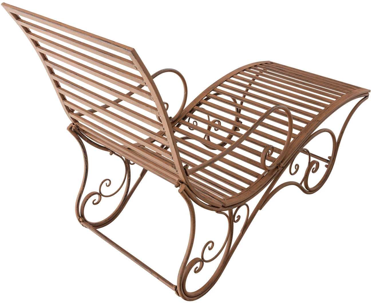 In And OutdoorMatch Tuinligstoel Angustias - Bruin - Ijzer - Buitenligstoel - Ligstoel - Hoge Kwaliteit - Luxe Stijlvol Tuinligstoel - Tijdloos Design Garden Chair