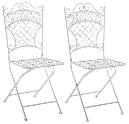 In And OutdoorMatch Tuinstoel Annis - Wit - Set van 2 - Klapstoel - Ijzer - Buitenstoel - Stoel - Hoge kwaliteit - Stijlvolle tuinstoel - Handgemaakt antiek patina Garden Chair