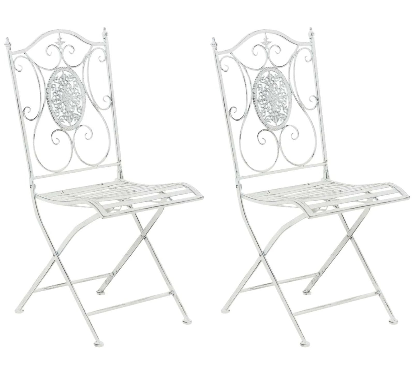 In And OutdoorMatch Tuinstoel Catharine - Grijs - Set van 2 - Metaal - Klapstoel - Buitenstoel - Stoel - Hoge kwaliteit - Stijlvolle tuinstoel - Handgemaakt antiek patina Garden Chair