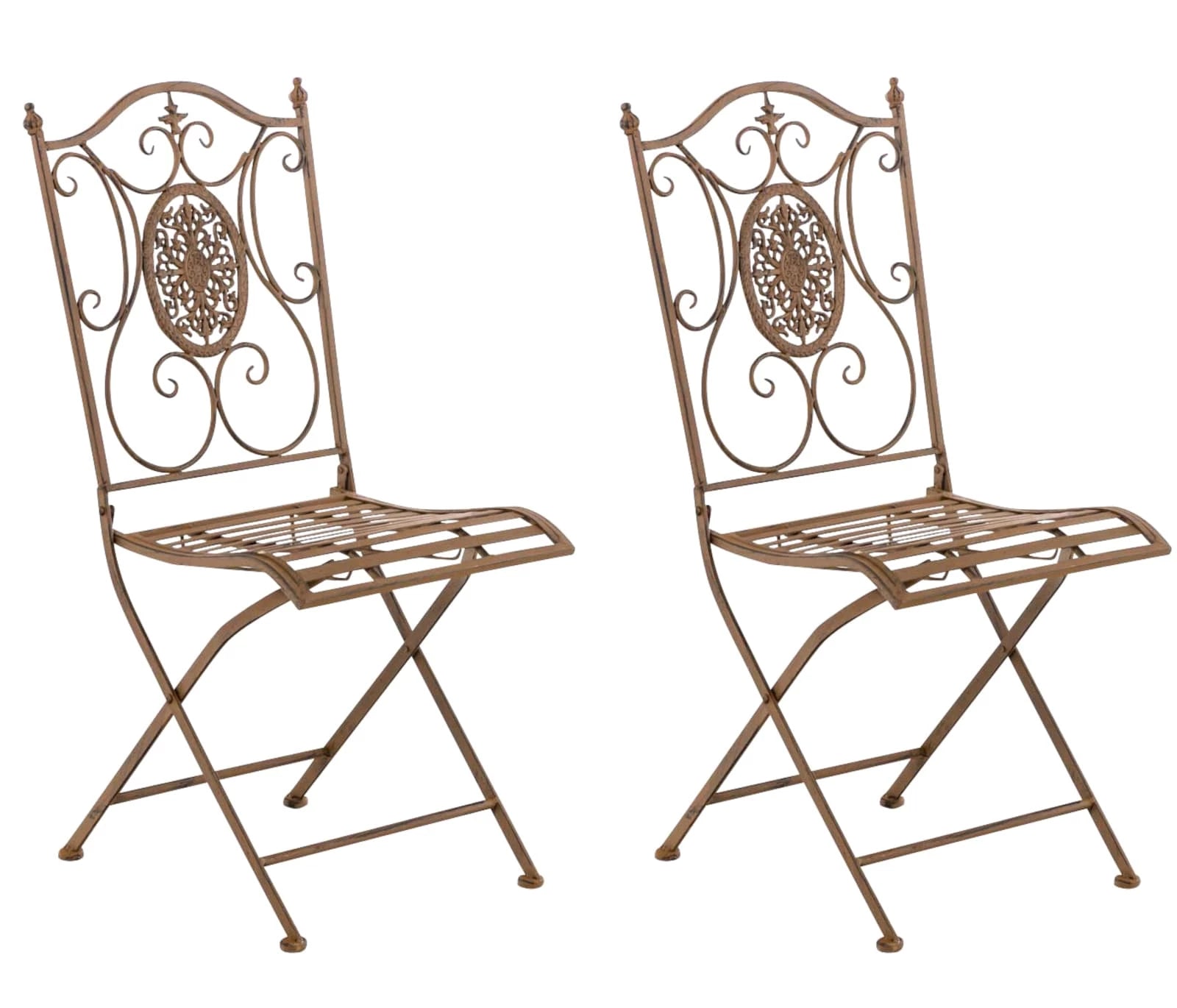 In And OutdoorMatch Tuinstoel Dallas - Antiek Wit - Set van 2 - Ijzer - Klapstoel - Buitenstoel - Stoel - Hoge kwaliteit - Luxe stijlvolle tuinstoel - Handgemaakt antiek patina Garden Chair