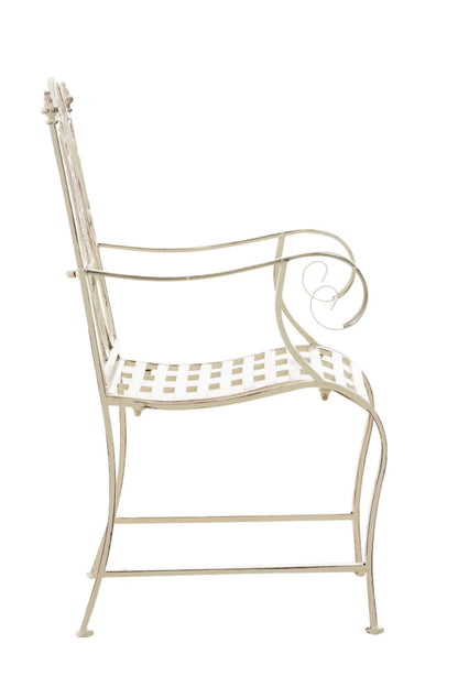 In And OutdoorMatch Tuinstoel Eddy - Crème - Set van 2 - Ijzer - Buitenstoel - Stoel - Hoge kwaliteit - Stijlvolle tuinstoel - Handgemaakt antiek patina Garden Chair