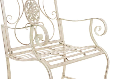 In And OutdoorMatch Tuinstoel Eddy - Crème - Set van 2 - Ijzer - Buitenstoel - Stoel - Hoge kwaliteit - Stijlvolle tuinstoel - Handgemaakt antiek patina Garden Chair