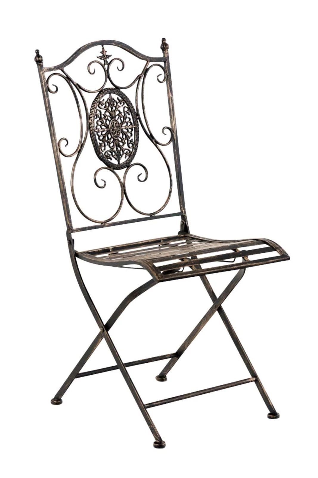 In And OutdoorMatch Tuinstoel Ninfa - Antiek Bruin - Set van 2 - Metaal - Klapstoel - Buitenstoel - Stoel - Hoge kwaliteit - Stijlvolle tuinstoel - Handgemaakt antiek patina Garden Chair