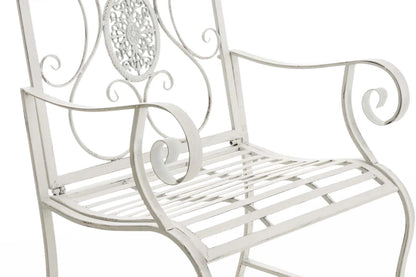 In And OutdoorMatch Tuinstoel Segundo - Wit - Set van 2 - Ijzer - Buitenstoel - Stoel - Hoge kwaliteit - Luxe stijlvolle tuinstoel - Handgemaakt antiek patina Garden Chair