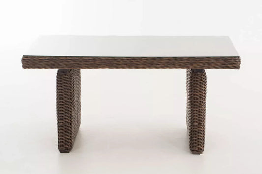 In And OutdoorMatch Tuintafel Cyrus - Glastafel rotan wicker - Tuinmeubelen - Eettafel - Buitentafel - Salontafel - 138cm Garden Table