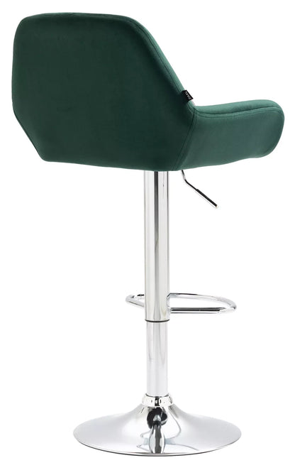 In And OutdoorMatch Velvet barkruk Leann groen - Set van 1 - 63-83cm zithoogte - Met rugleuning - In hoogte verstelbaar - Voor keuken en bar - Ergonomische barstoelen - Chroom Barkrukken / hocker