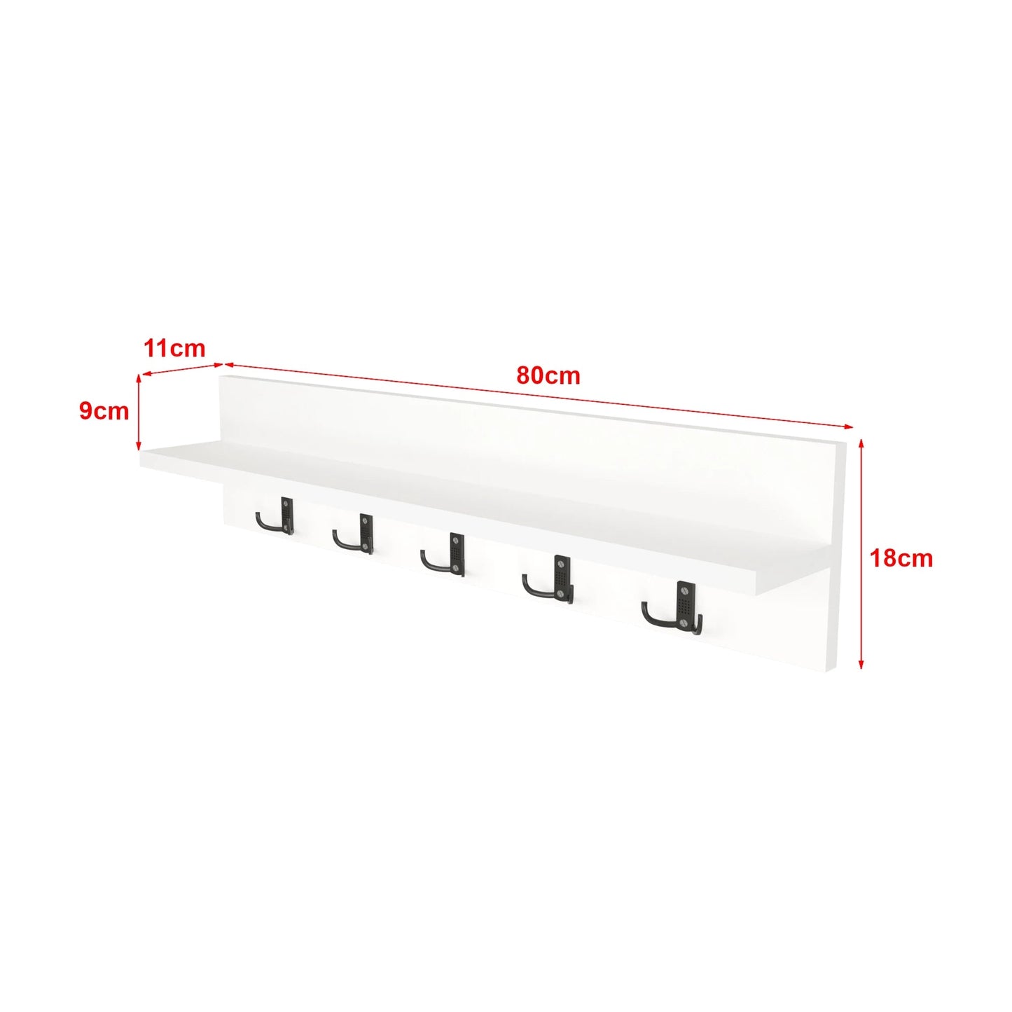 In And OutdoorMatch Wandkapstok Jannes - 80x11x18cm - Wit - MDF Kapstok