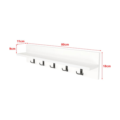 In And OutdoorMatch Wandkapstok Jannes - 80x11x18cm - Wit - MDF Kapstok