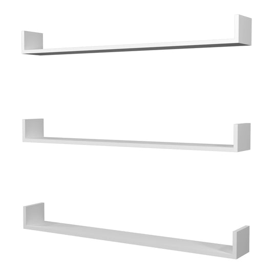 In And OutdoorMatch Wandplank Candace - Set van 3 - 12x120x15 cm - Wit - Spaanplaat - Modern Design Wandplank