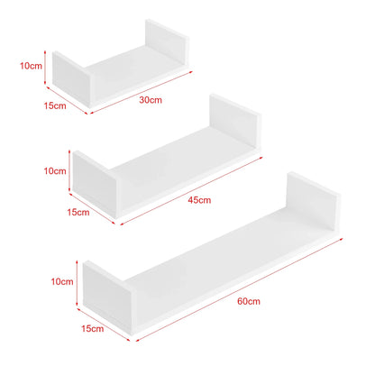 In And OutdoorMatch Wandplank Earnestine - Set van 3 - Houtkleurig en Wit - Spaanplaat - Verschillende maten - Stijlvol design Wandplank