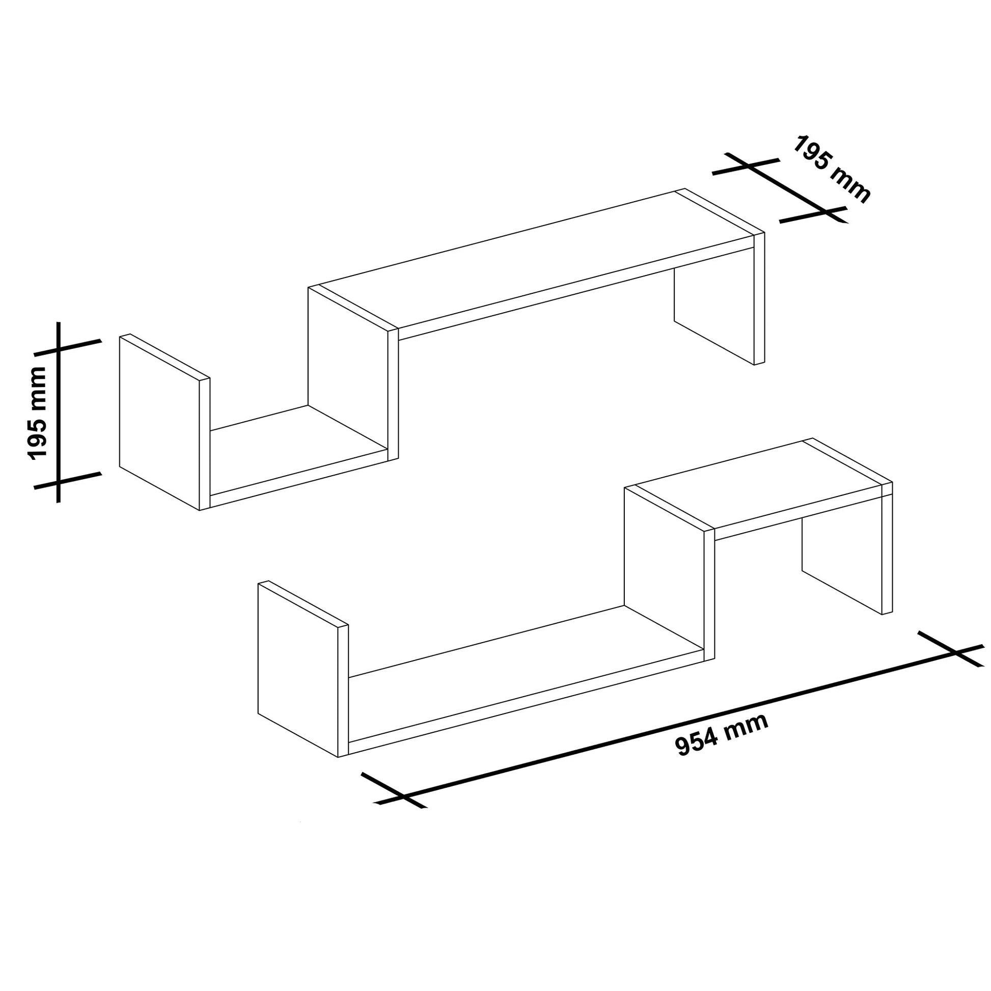 In And OutdoorMatch Wandplank Iason - 19,5x95,4x19,5 cm - Wit - MDF Wandplank