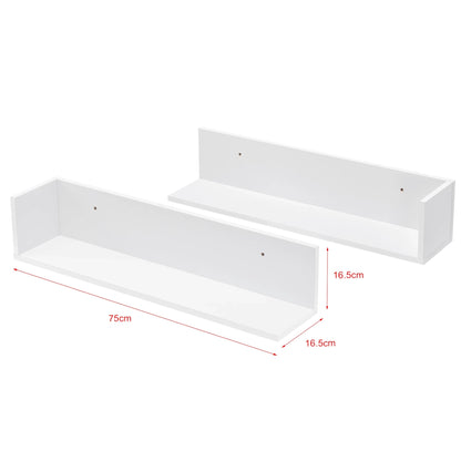 In And OutdoorMatch Wandplank Jamel - Set van 2 - 75x16,5x16,5 cm - Wit - Spaanplaat - Stijlvol design Wandplank