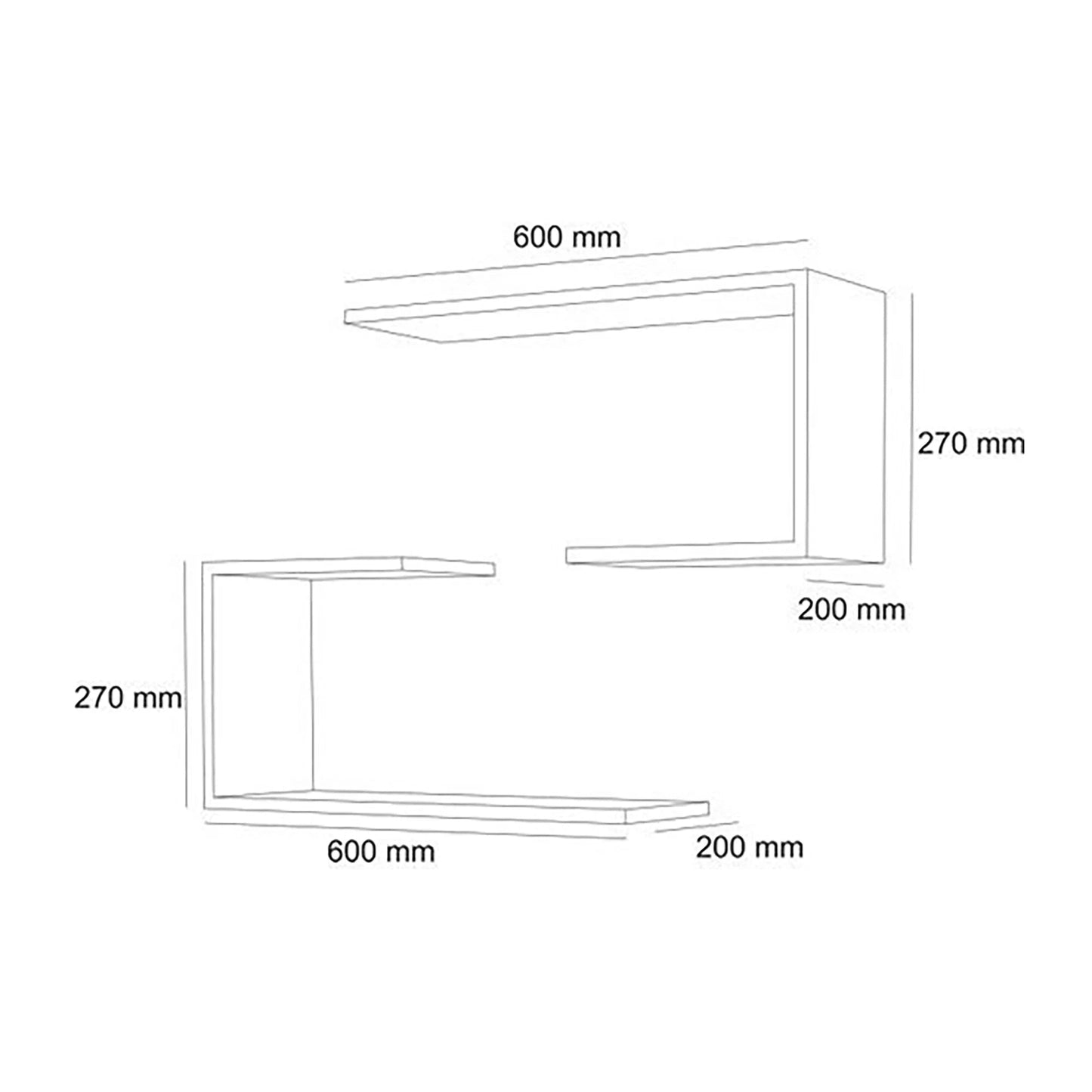 In And OutdoorMatch Wandplank Jones - 27x60x20 cm - Houtkleur - MDF Wandplank