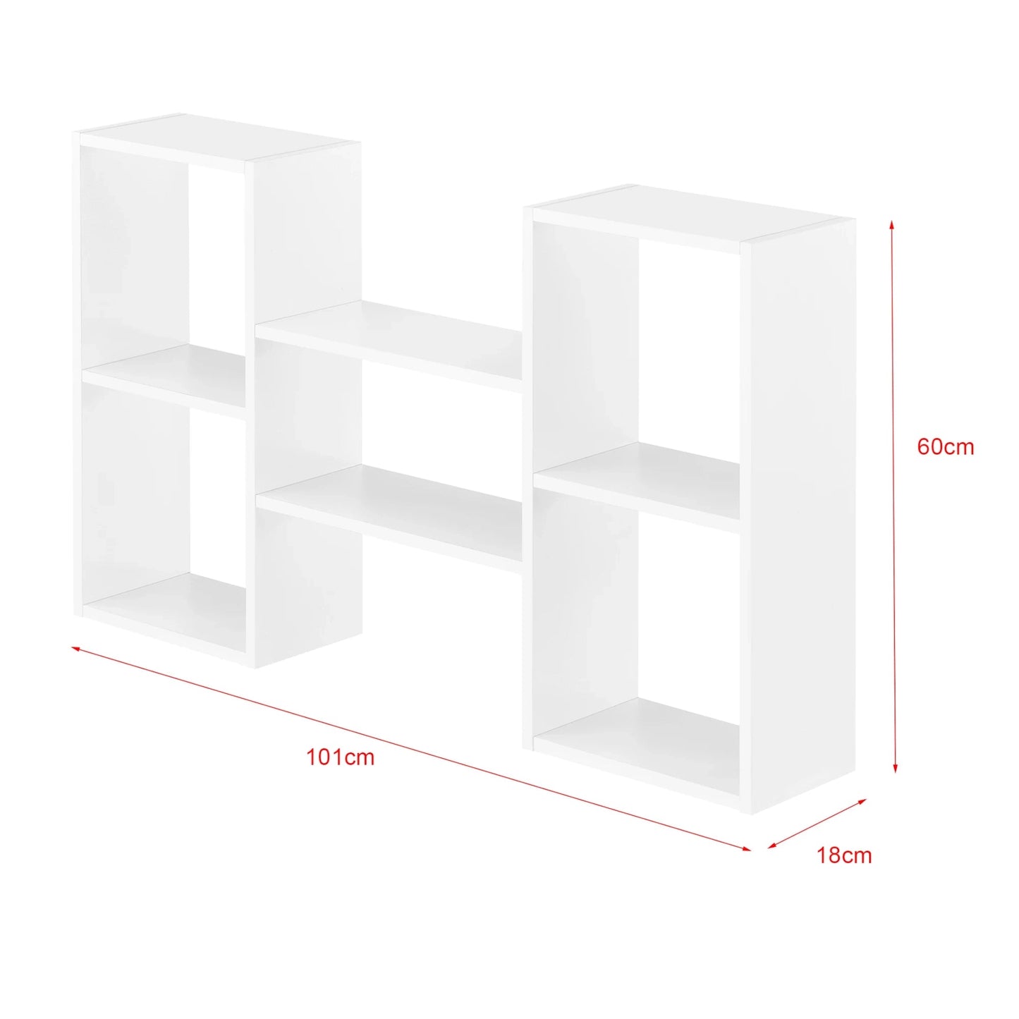 In And OutdoorMatch Wandplank Percy - Met 4 Vakken en 2 Planken - 101x18x60 cm - Wit - Wandplank