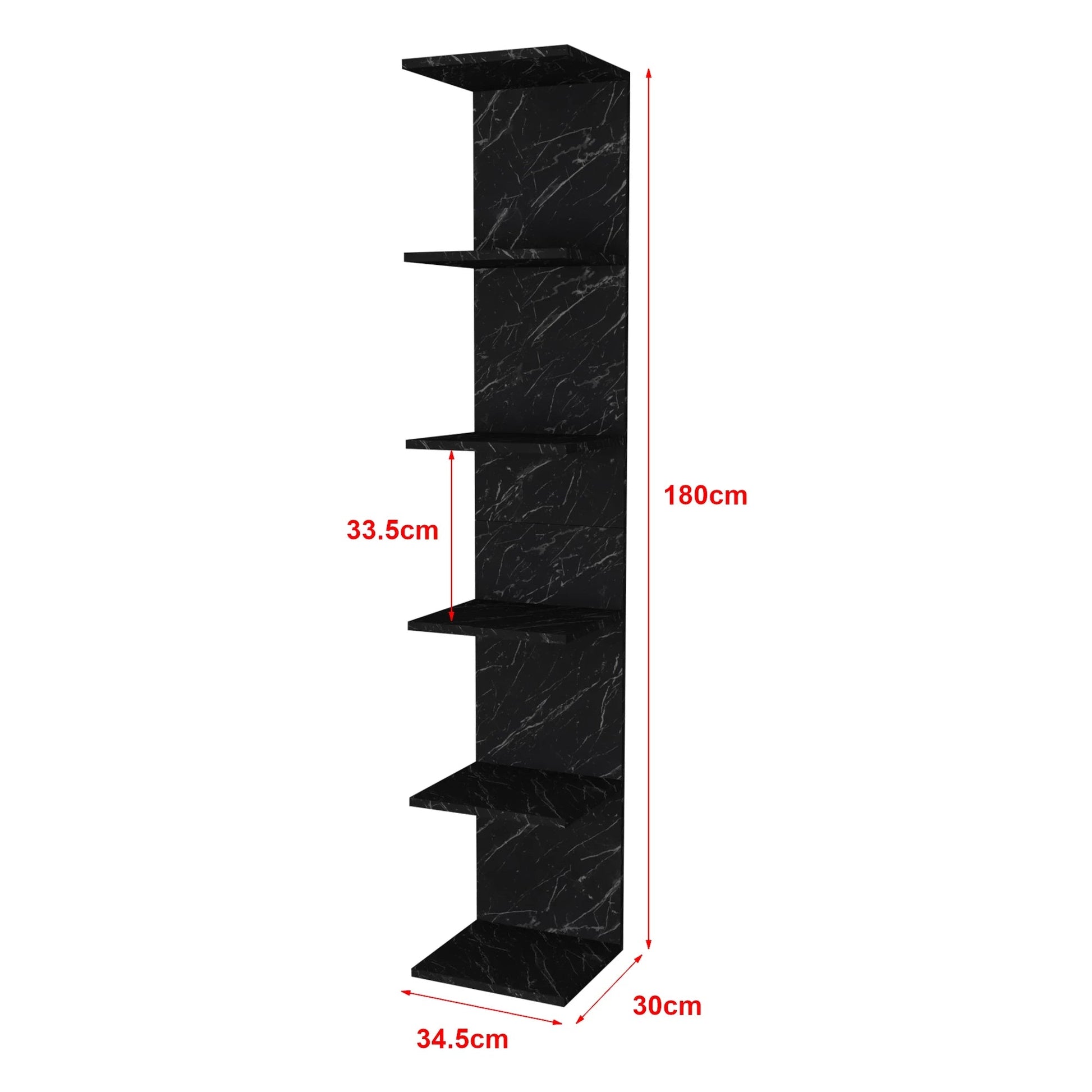 In And OutdoorMatch Wandplank Shurandy - Spaanplaat - 180x34,5x30cm - Marmer Zwart Wandplank