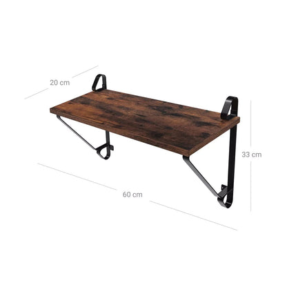 In And OutdoorMatch Wandplank industrieel Jared - Zwevend - Wandrek - Wandplank - Boekenplank - Fotoplank - Bruin - 60x20x32cm Wandplank