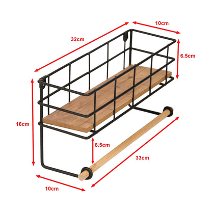 In And OutdoorMatch Wandrek Marten - 16x33x10 cm - Zwart en Houtkleurig - Praktisch - Stijlvol - Opbergen Wandplank