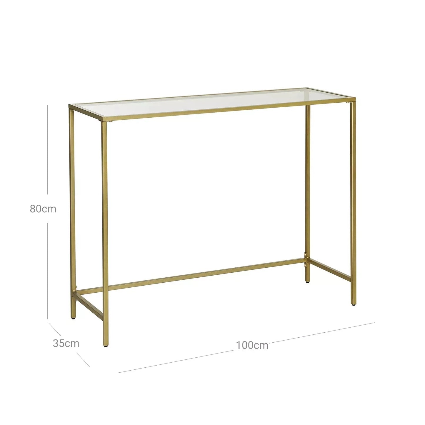 In And OutdoorMatch Wandtafel Velma - Console tafel - Sidetable - Haltafel - Goud - 100x35x80cm Consoletafel