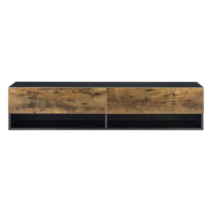 In And OutdoorMatch Zwevende Kast Alisha - 140x31x30cm - Zwart en Donker Eiken - Spaanplaat - Luxe Design TV cabinet