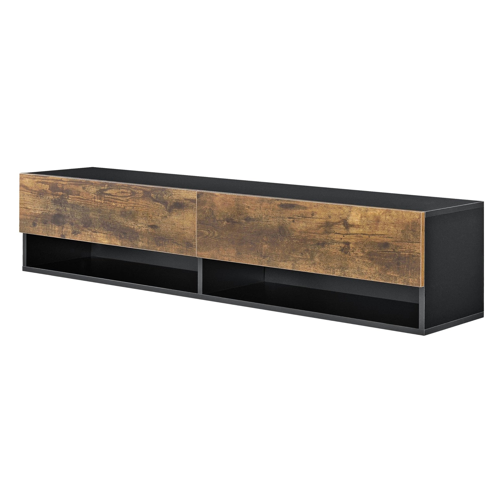 In And OutdoorMatch Zwevende Kast Alisha - 140x31x30cm - Zwart en Donker Eiken - Spaanplaat - Luxe Design TV cabinet