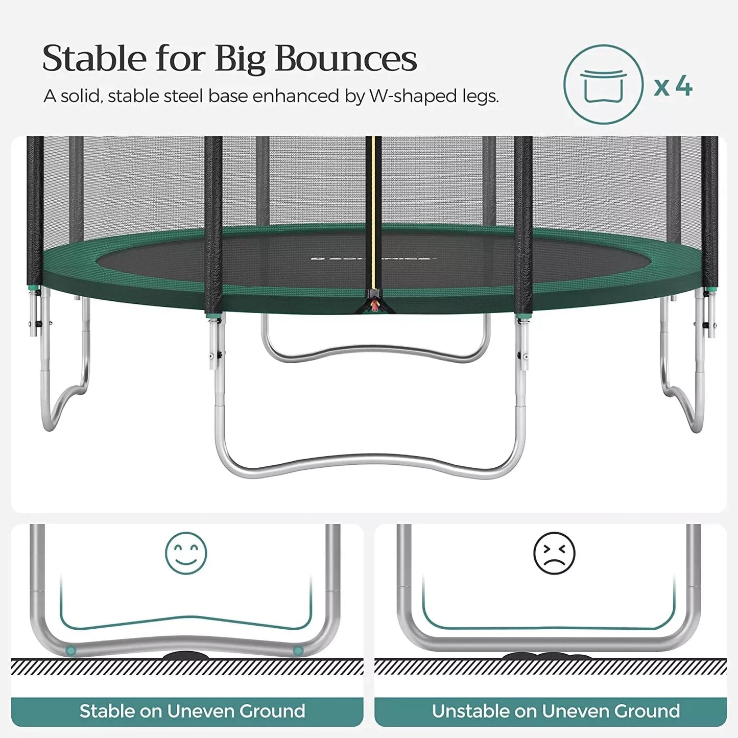 In And OutdoorMatch trampoline met veiligheidsnet Melody - tuintrampoline - 366 cm - ronde trampoline - met veiligheidsnet - met ladder - Zwart Groen Trampoline