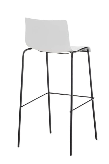 In En OutdoorMatch Barkruk Vita - Wit - Modern Design - Ergonomische barstoelen - Set van 1 - Met Rugleuning - Voetensteun - Voor Keuken en Bar - Kunststof Zitting Barkrukken / hocker