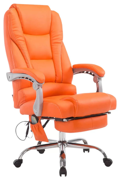 In En OutdoorMatch Ergonomische Bureaustoel Evalyn met massagefunctie - Lange Rugleuning - Oranje - Zithoogte 47-56cm - Kunstleer - Op Wielen - Voor Volwassenen Bureaustoel