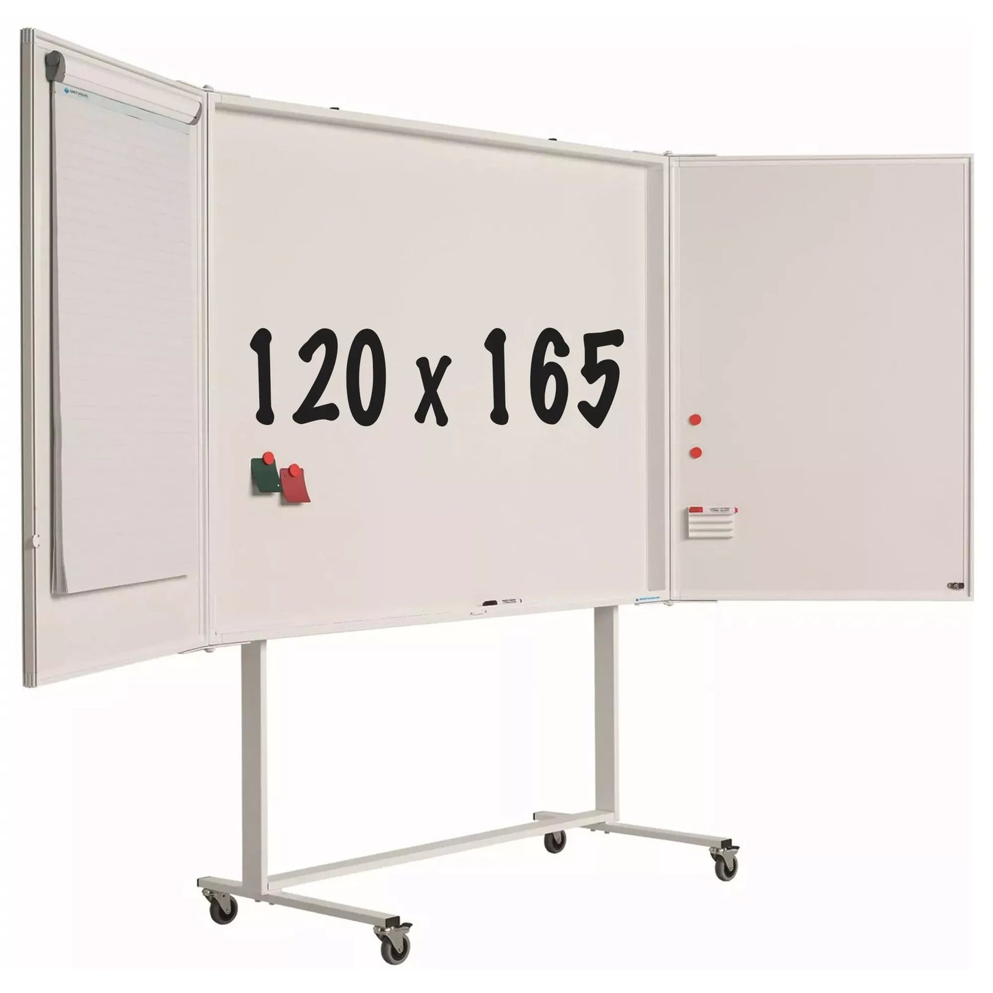 Mobiel whiteboard PRO Ramirez - Vijfzijdig - Emaille staal - Weekplanner - Maandplanner - Jaarplanner - Magnetisch - Wit - 120x165cm Whiteboards