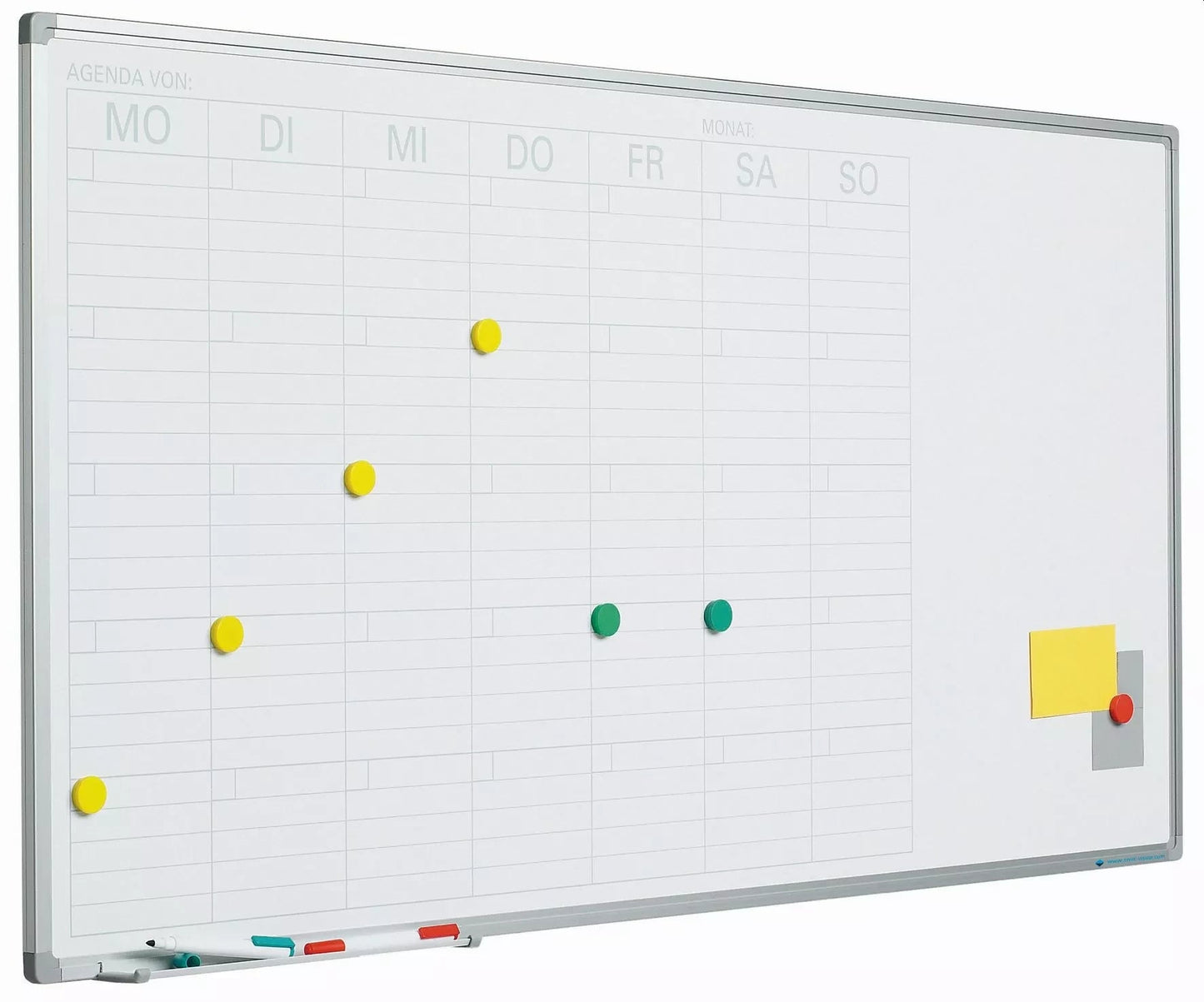 Whiteboard Deluxe Cecilia - Emaille staal - Weekplanner - Maandplanner - Jaarplanner - Magnetisch - Wit - Duits - 60x120cm Planbord