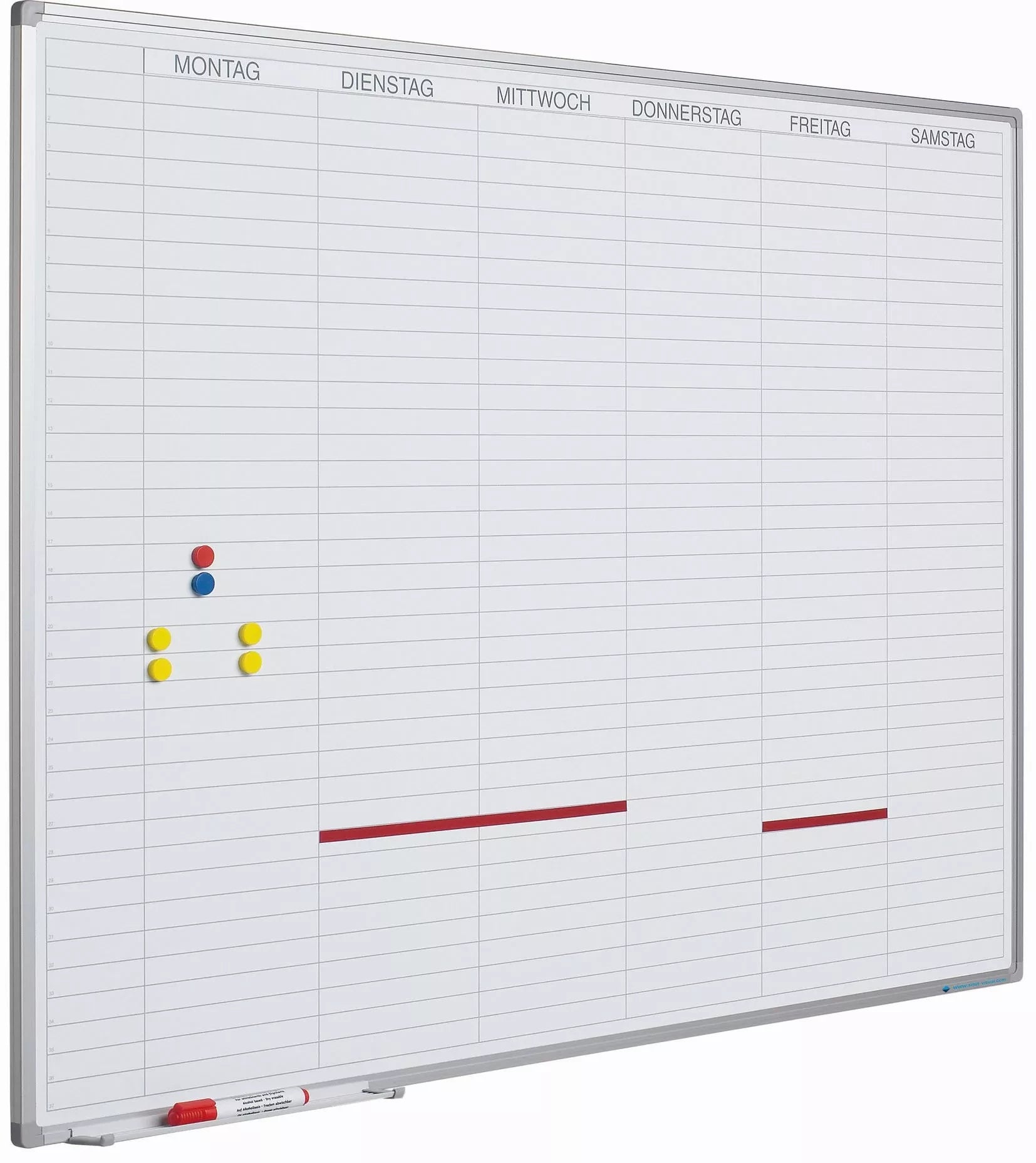 Whiteboard Deluxe Nathanael - Duits - Emaille staal - Weekplanner - Maandplanner - Jaarplanner - Magnetisch - Wit - 60x90cm Planbord