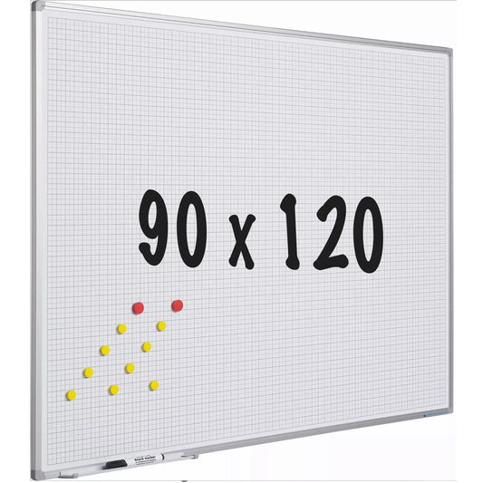 Whiteboard Deluxe Rivera - Emaille staal - Weekplanner - Maandplanner - Jaarplanner - Magnetisch - Wit - 90x120cm Whiteboards