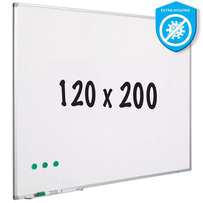 Whiteboard Extra Hygiënisch Jody - Emaille staal - Magnetisch - Wit - 120x200cm Whiteboards