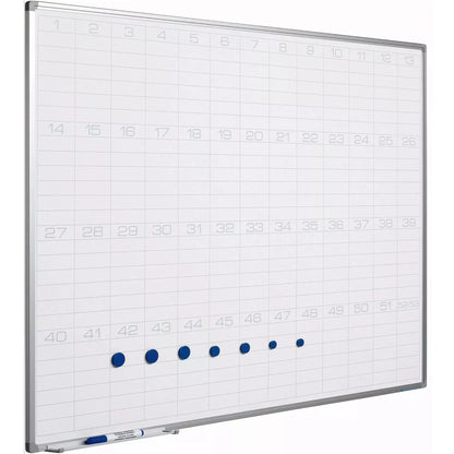 Whiteboard PRO Estes - Emaille staal - Weekplanner - Maandplanner - Jaarplanner - Magnetisch - Wit - 90x120cm Planbord