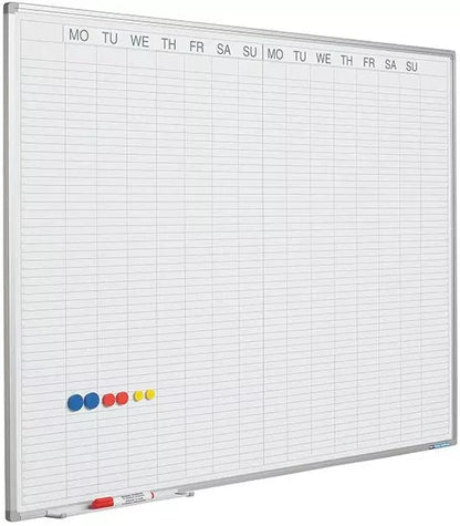 Whiteboard PRO Jamison - Emaille staal - Weekplanner - Maandplanner - Jaarplanner - Magnetisch - Wit - 60x90cm Planbord